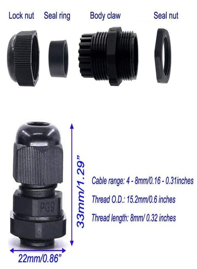 RIVER FOX The Pujara RIVER FOX® PG9 Gland Black Polyamide Sealed Fixed Wire Nylon Plastic PG Type Cable Gland IP68 Wire Connector Waterproof Color - Black (5) - Image 3